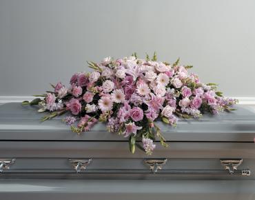 Lavender and pinks casket spray