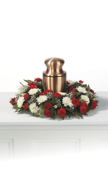 Red and White Urn Wreath